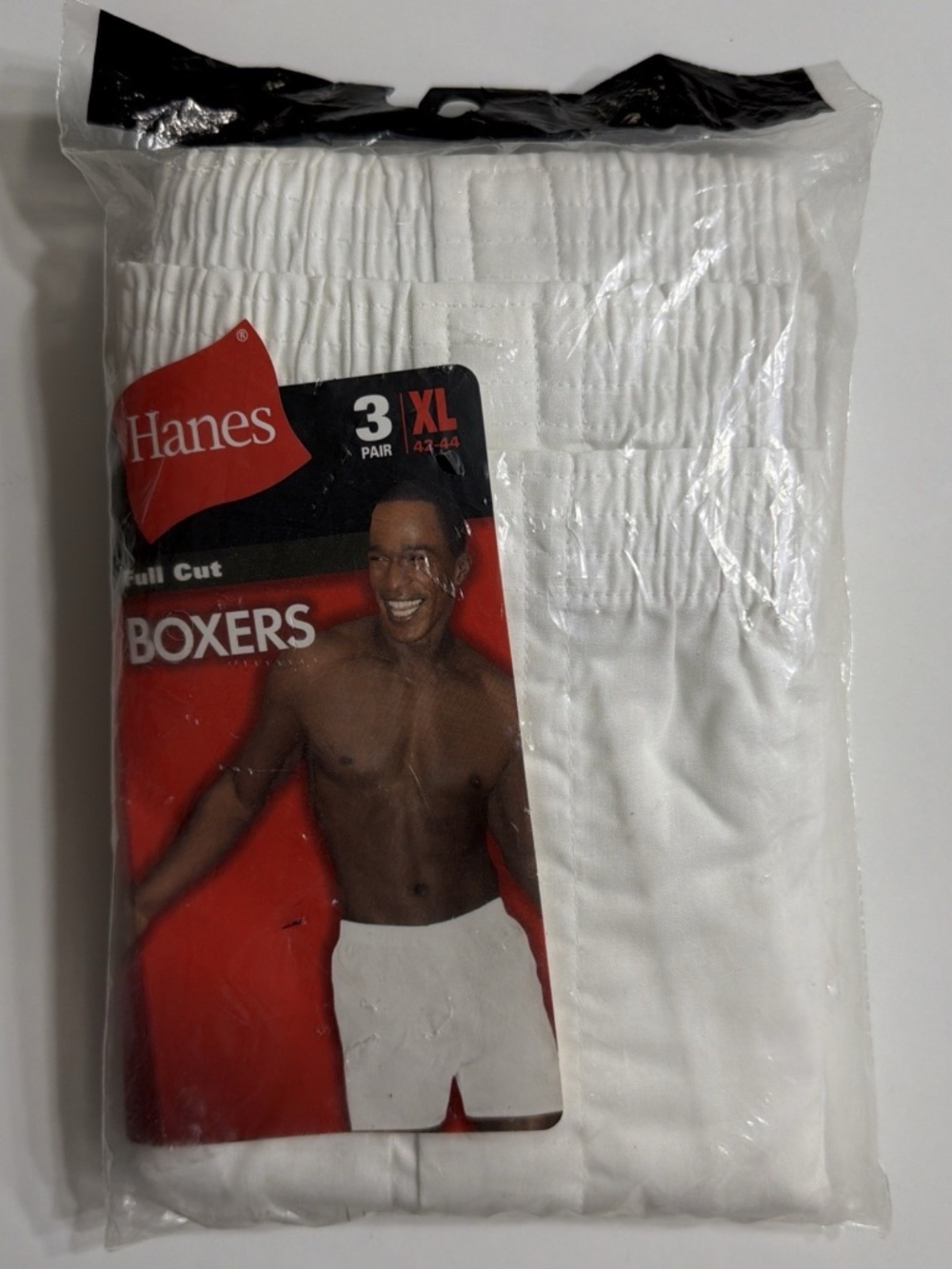VTG Hanes Full Cut Boxers Shorts Men XL (42-44) White 3 Pairs Underwear NOS 2003